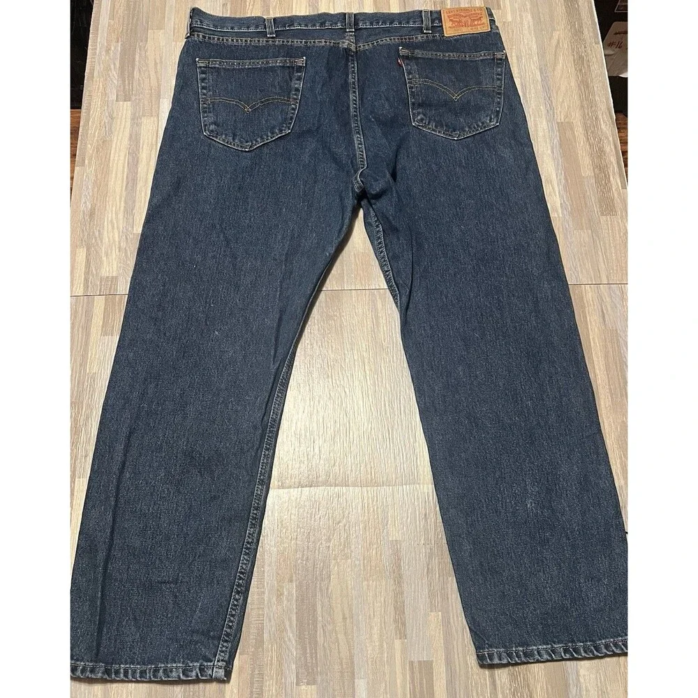 Levis 505 Pants Men's 42 x 30 Blue Denim Jeans Regular Fit Straight Leg Casual